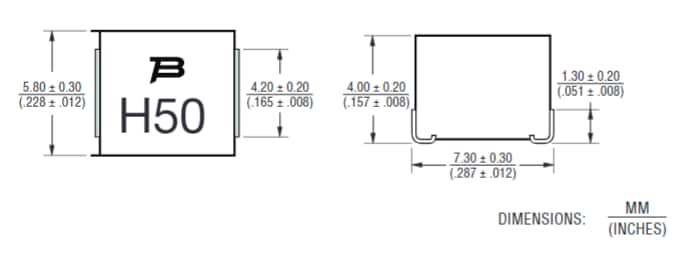 Mechanical Drawing - Bourns SF-2923HC-C SinglFuse™ SMD Fuses